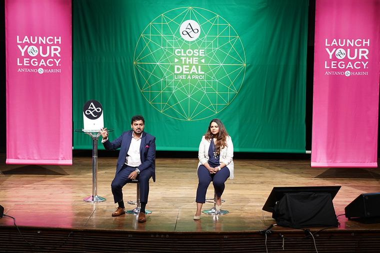 Antano and Harini on stage
