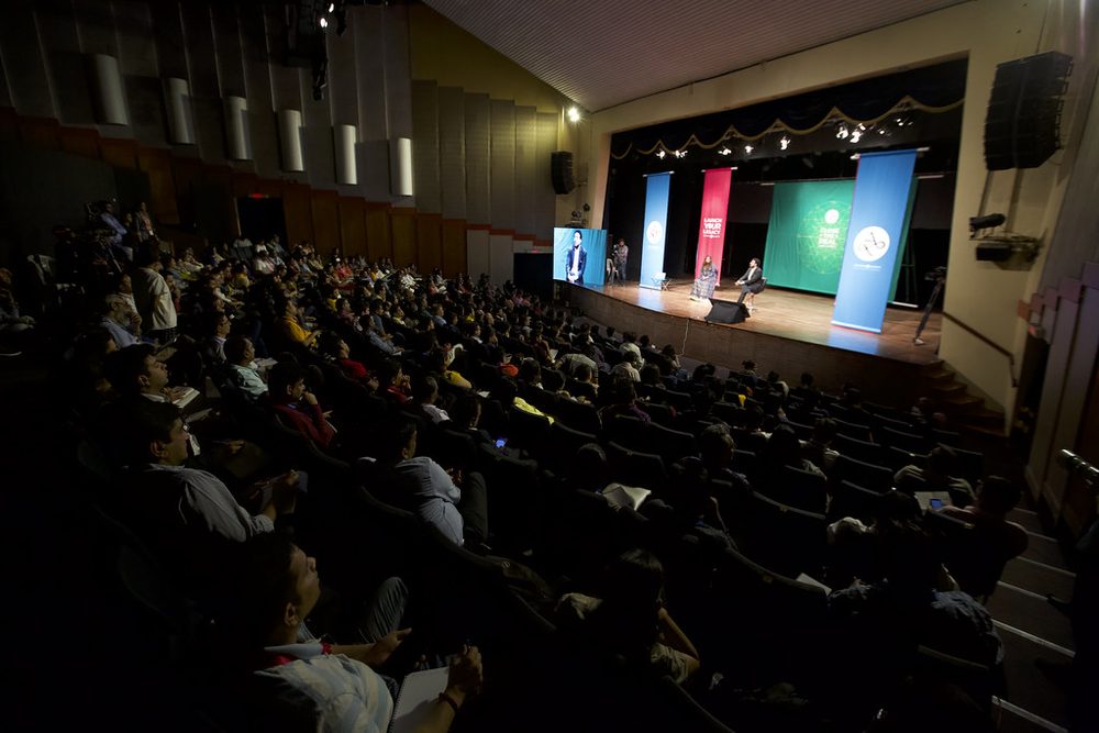 A packed auditorium at an Antano and Harini event
